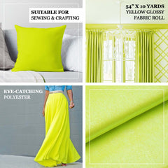 54" x 10 Yards Yellow Glossy Polyester Fabric Roll