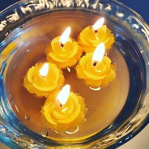 4-Pack Floating Candles Rose Flower Design White - Wedding Vase Fillers for Events 2.5"
