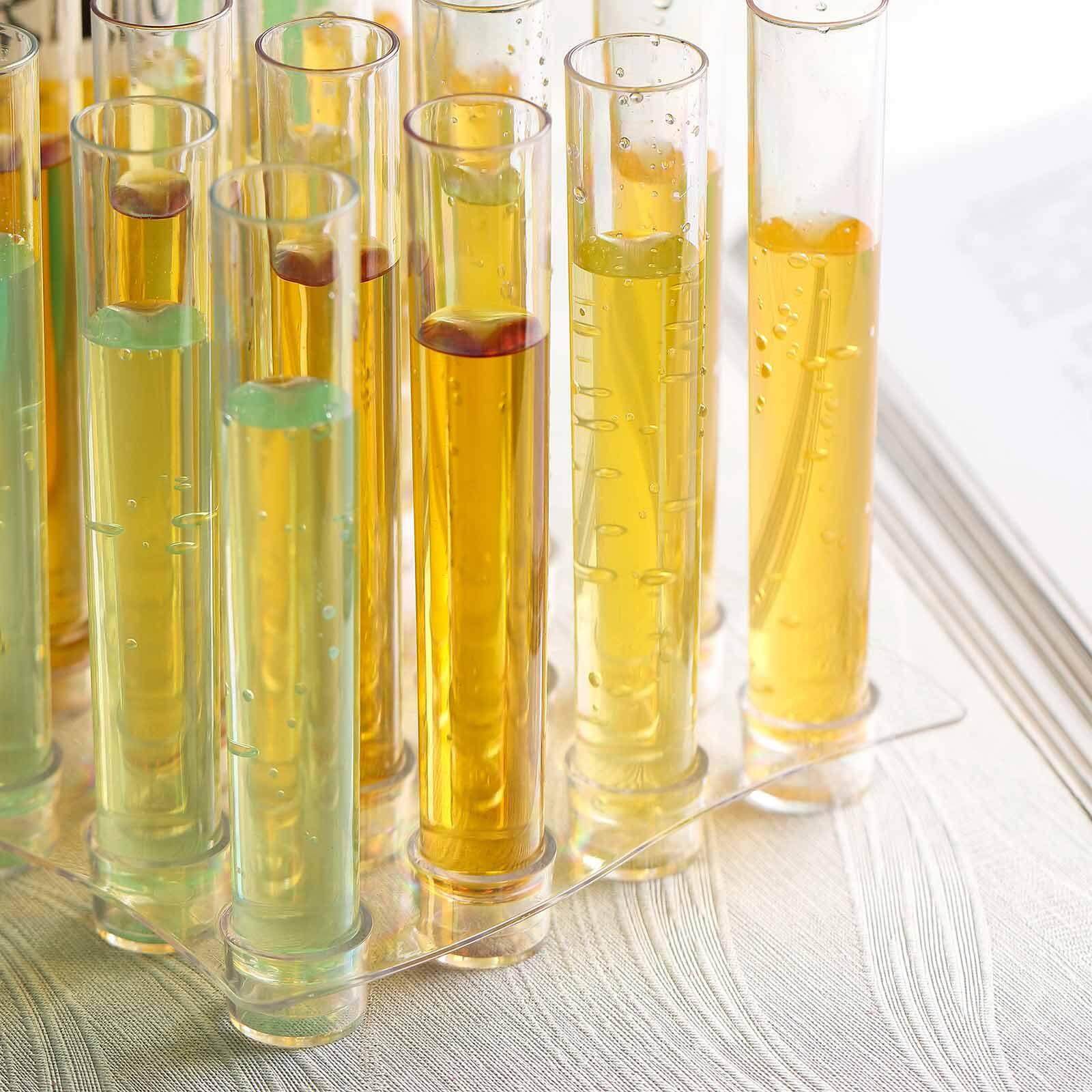 16-Pack Plastic Shot Glasses Clear Test Tube - Lightweight Disposable Glasses with Tray for Events 1oz