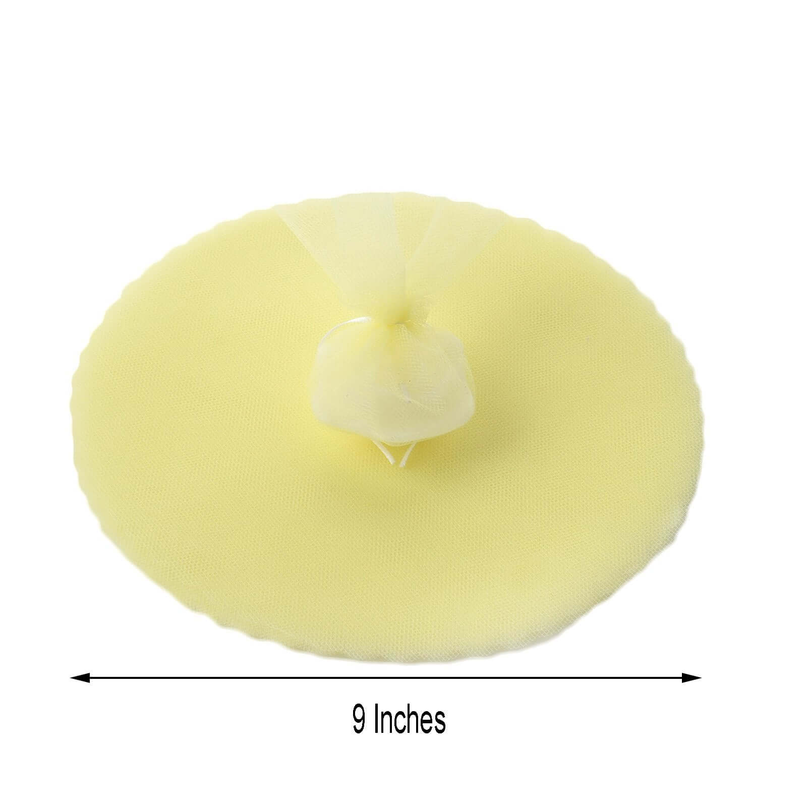 25 Pack 9" Yellow Sheer Nylon Tulle Circles Favor Wrap, DIY Craft Fabric