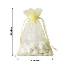 10 Pack 4"x6" Yellow Organza Drawstring Wedding Party Favor Gift Bags - Clearance SALE