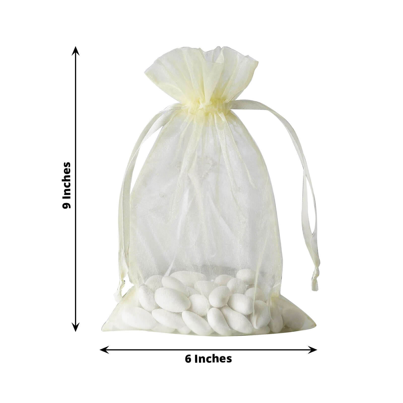10 Pack 6"x9" Yellow Organza Drawstring Wedding Party Favor Gift Bag