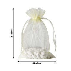 10 Pack 6"x9" Yellow Organza Drawstring Wedding Party Favor Gift Bag