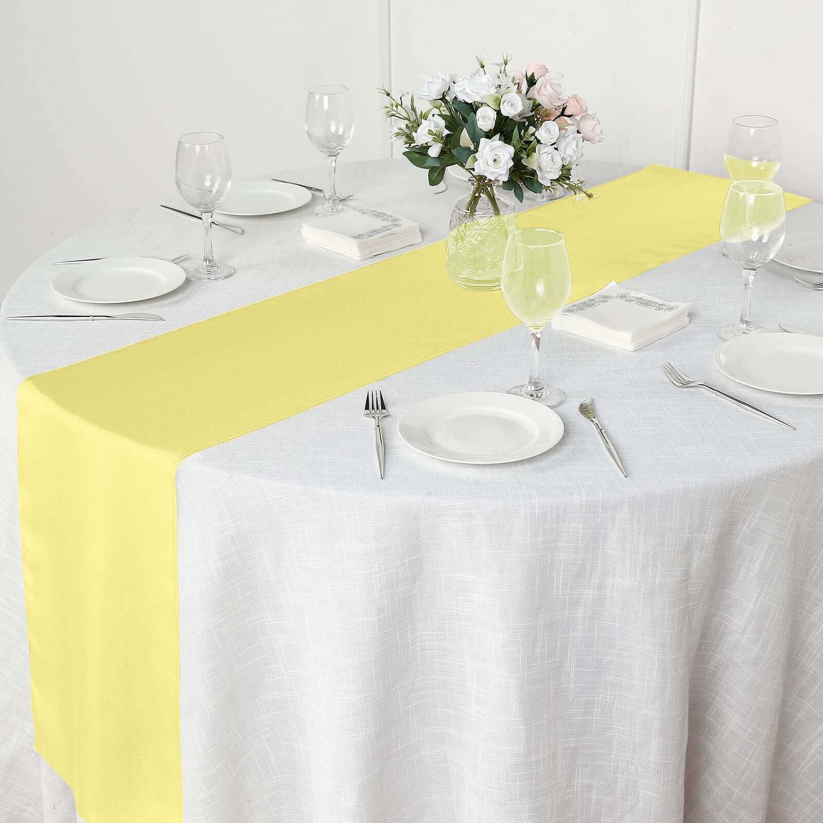 Polyester 12"x108" Table Runner Yellow - Durable & Wrinkle-Resistant Table Decor